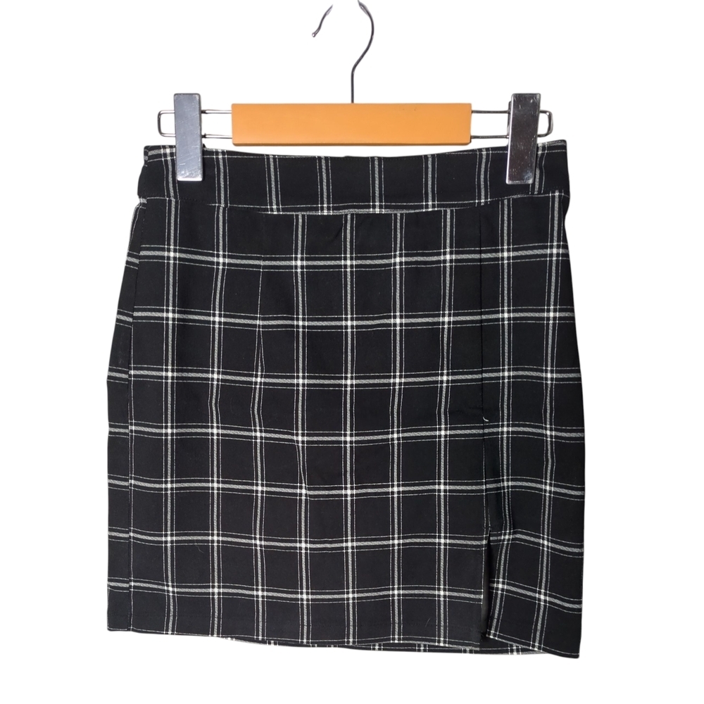 Garage Window Pane Black/White Mini Skirt Zip Back NWOT Size Small
